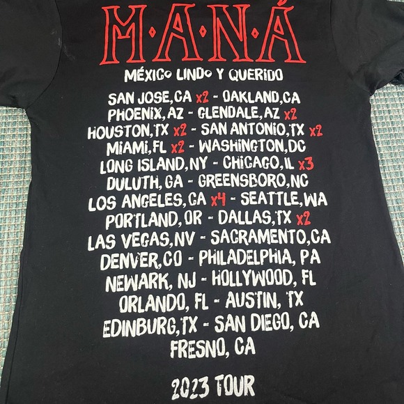 MANA Mexico Lindo y Querido 2023 Tour Black Shirt Sz S - Picture 4 of 7